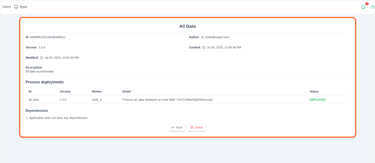 Application detail