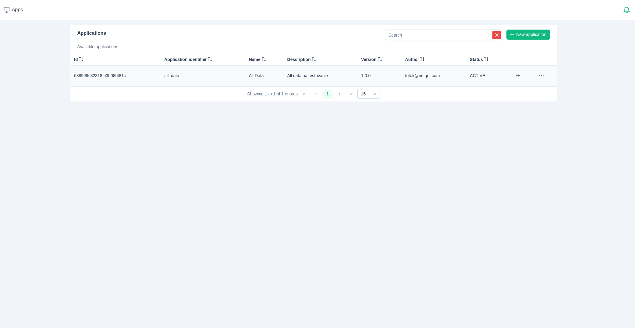 Application table