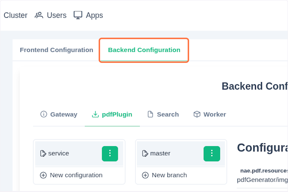 Backend tab