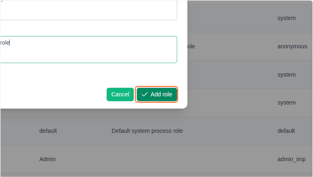 Add role dialog