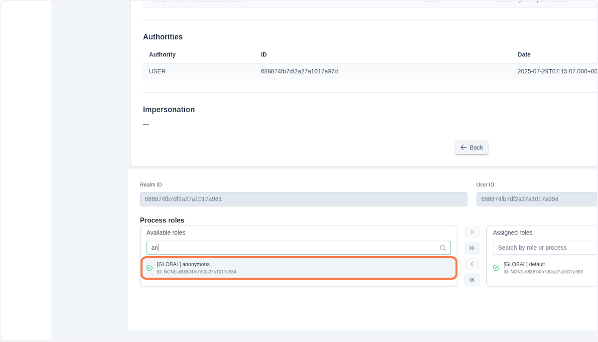 Users assign role
