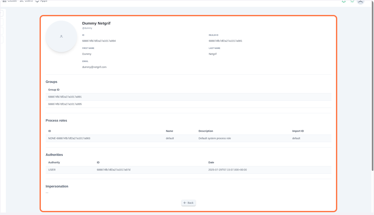 Users detail