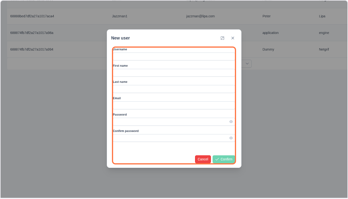 User dialog